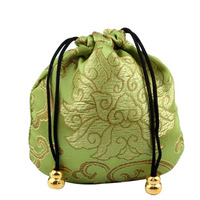 Sutra Cina brokat bordir tali serut perhiasan tas kantong India Mini Satin brokat bordir dompet koin untuk wanita menjual