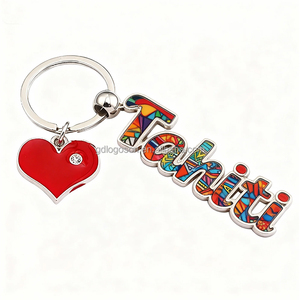 Porte-clés Souvenir Îles Maldives Hawaï <span class=keywords><strong>Tahiti</strong></span> Cœur Dessin Animé Lettres Personnalisées Vente en Gros Breloques de Sac en Métal avec Logo Personnalisé - Product Image 3