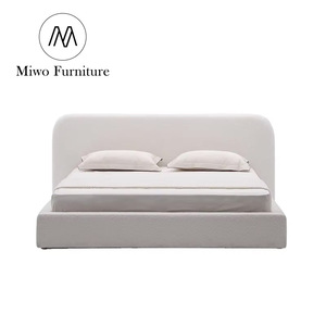 Modern Bedroom Queen King Size Frame Hotel <strong>Beds</strong> Upholstered Furniture Frame <strong>White</strong> Boucle Fabric Double Queen Loft Designer <strong>Bed</strong>