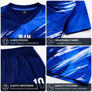 Club Custom Volwassen Heren Voetbaltenue Geprint Voetbalshirt & Shorts Set 100% Polyester Ademend Snel Droog Zomer Wedstrijd Kleding - Product Image 3