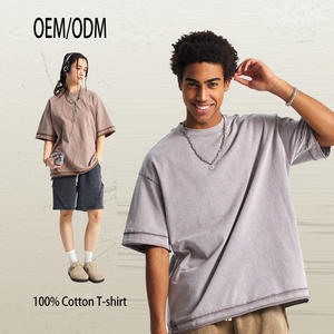 T-shirts en coton 100% brodés en 3D, vente en gros, logo personnalisé pour hommes, t-shirt de haute qualité, t-shirt brodé en tissu éponge épais pour hommes - Product Image 3