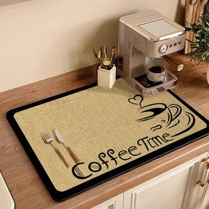 Tapis absorbant pour machine à café 30x40cm 40x60cm en fibre de polyester, rectangulaire, couleur unie, tapis d'évacuation de cuisine avec base en caoutchouc antidérapante - Product Image 2