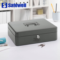 Safewell Maßgefertigte Metall-Stahl Tragbare Münzgeldbox Bankkassette mit 8 Münzfächern 4 Geldscheinfächern Schlüsselschloss und Griff