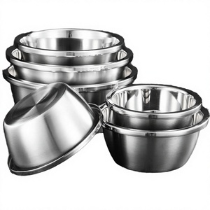 Tazón de mezcla de acero inoxidable moderno, apto para lavavajillas, para almacenamiento de alimentos, frutas, verduras y ensaladas, tamaño completo - Product Image 2