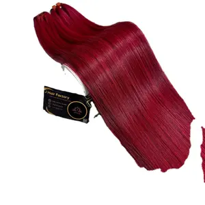 Best selling burgundy red bone straight weft hair extension bundle color raw remy human hair all size customize with best price