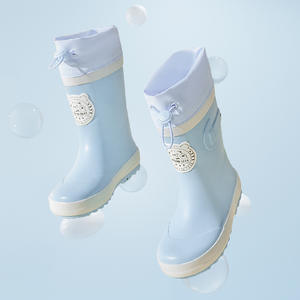 Bottes de pluie chaudes d'automne pour enfants, bottines et bottes mi-hautes en caoutchouc imperméables doublées de coton pour garçons, filles, enfants plus âgés et bébés - Product Image 2