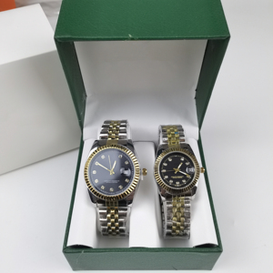 High-end Couple-themed Calendar Waterproof <strong>Watch</strong> with Diamond Inlays Perfect Dual <strong>Watch</strong> <strong>Set</strong> for Couples - Product Image 4