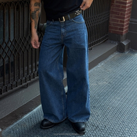 Fabricants de vêtements personnalisés Jeans Baggy Pantalon ample en jean Vintage Lavé Pantalon de survêtement à jambes larges Streetwear Jeans Hommes