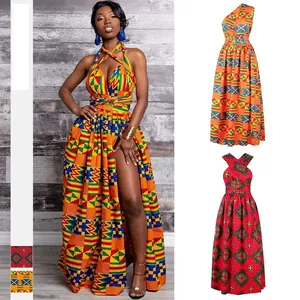 Nachtclub Digitaldruck Unregelmäßig Groß Eine Vielzahl von Möglichkeiten, elastisches afrikanisches mittellanges Kleid für Frauen mit Split zu tragen