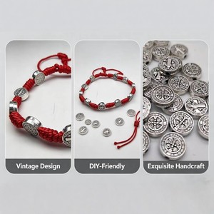 Cross Border Retro Woven <b>Bracelet</b> With Metal Beads St Benedict Jewelry Black And Red <b>String</b> Catholic Gift Tibetan Silver - Product Image 3