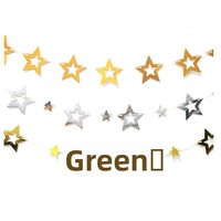 Guirlande d'anniversaire en papier étoile à cinq branches évidée, imprimée 4 couleurs, finition miroir, accessoires de décoration murale, suspendue pour fête