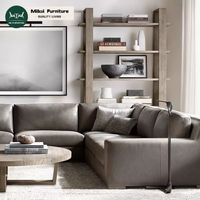 Canapé Modena à accoudoirs, en bois, pour intérieur, avec coussins moelleux, taille personnalisable, pour hôtel, villa, hall d'entrée