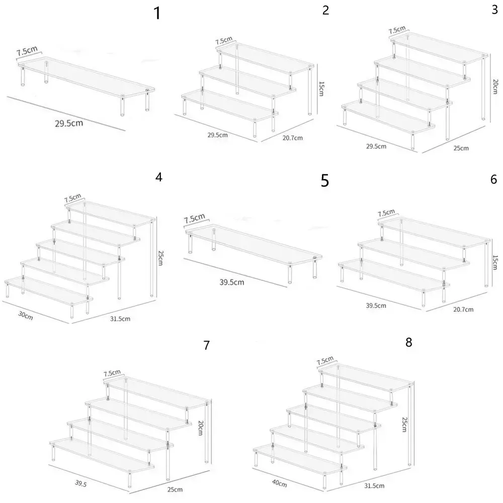 อะคริลิคขาตั้งจอแสดงผลเครื่องปั้นดินเผาRackตุ๊กตาดินFigurineขาตั้งโปร่งใสบันไดแต่งหน้าOrganizationชั้นวาง
