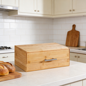 กล่องเก็บขนมปังทรงสี่เหลี่ยมผืนผ้าจากไม้ไผ่ เป็นมิตรกับสิ่งแวดล้อม ทนทาน ใช้งานได้หลากหลาย พร้อมฝาปิด สำหรับเก็บอาหาร รักษาความสดใหม่ - Product Image 3