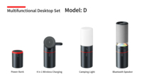 Station de charge simultanée à 4 ports, chargeur sans fil 15W avec haut-parleur Bluetooth et lumière LED, hub technologique rotatif
