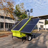 Remorque solaire mobile certifiée CE avec mât manuel de 6 m, tour de vidéosurveillance mobile pour parkings extérieurs