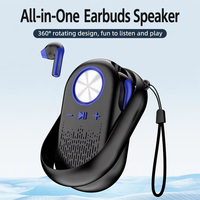 Speaker dengan Earphone TWS, Earphone Olahraga Tahan Lama, Earphone Bluetooth In-Ear, Speaker Bluetooth Stereo 2-in-1