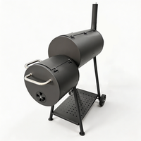 Barbecue fumoir au charbon moderne 3-en-1 avec protection haute pression, hauteur de cuisson réglable 35-58 cm, conception modulaire pour le camping en extérieur