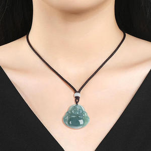 Pendentif Bouddha en Jadeite Naturelle Bleu Eau, Style Chinois, Design Original, Unisexe, Cadeau avec Certificat d'Expertise FG05 - Product Image 4