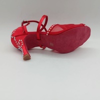 Evkoodance 221028 Chaussures de danse d'intérieur professionnelles pour femmes Red Suede Crystal Salsa Latin Tango Chacha en promotion