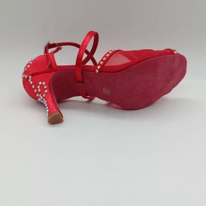 Evkoodance 221028 Zapatos de baile de interior profesionales para mujer Gamuza roja Cristal Salsa Latin Tango <span class=keywords><strong>Chacha</strong></span> en promoción - Product Image 6