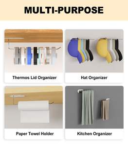 Organizador de tapas para vasos, gancho para tapas de tazas de cocina, soportes para tapas de vasos Yeti/Stanley/Simple Modern, autoadhesivo o con perforación - Product Image 2