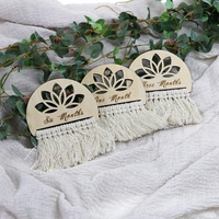 Cartes mensuelle en macramé pour bébés, cercle en bois, signe de dépôt de naissance, ensembles cadeaux, 1 pièce