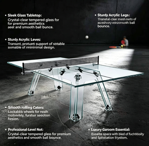 Table de <span class=keywords><strong>ping</strong></span>-<span class=keywords><strong>pong</strong></span> en verre trempé moderne de luxe, table de tennis de table professionnelle de designer pour villa haut de gamme, bureau, maison - Product Image 1