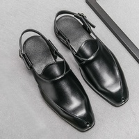 Sandales d'été confortables en PU à bout fermé pour hommes, style Baotou, idéales pour les occasions décontractées, mariages, fêtes, activités de plein air, avec caractéristiques souplesse et sensation pieds nus, couleur unie