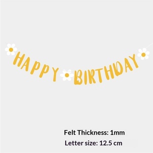 Bannière d'<span class=keywords><strong>anniversaire</strong></span> en tissu non tissé style Ins avec petites marguerites et lettres pour la première fête d'<span class=keywords><strong>anniversaire</strong></span> de bébé, décoration de drapeau suspendu - Product Image 5