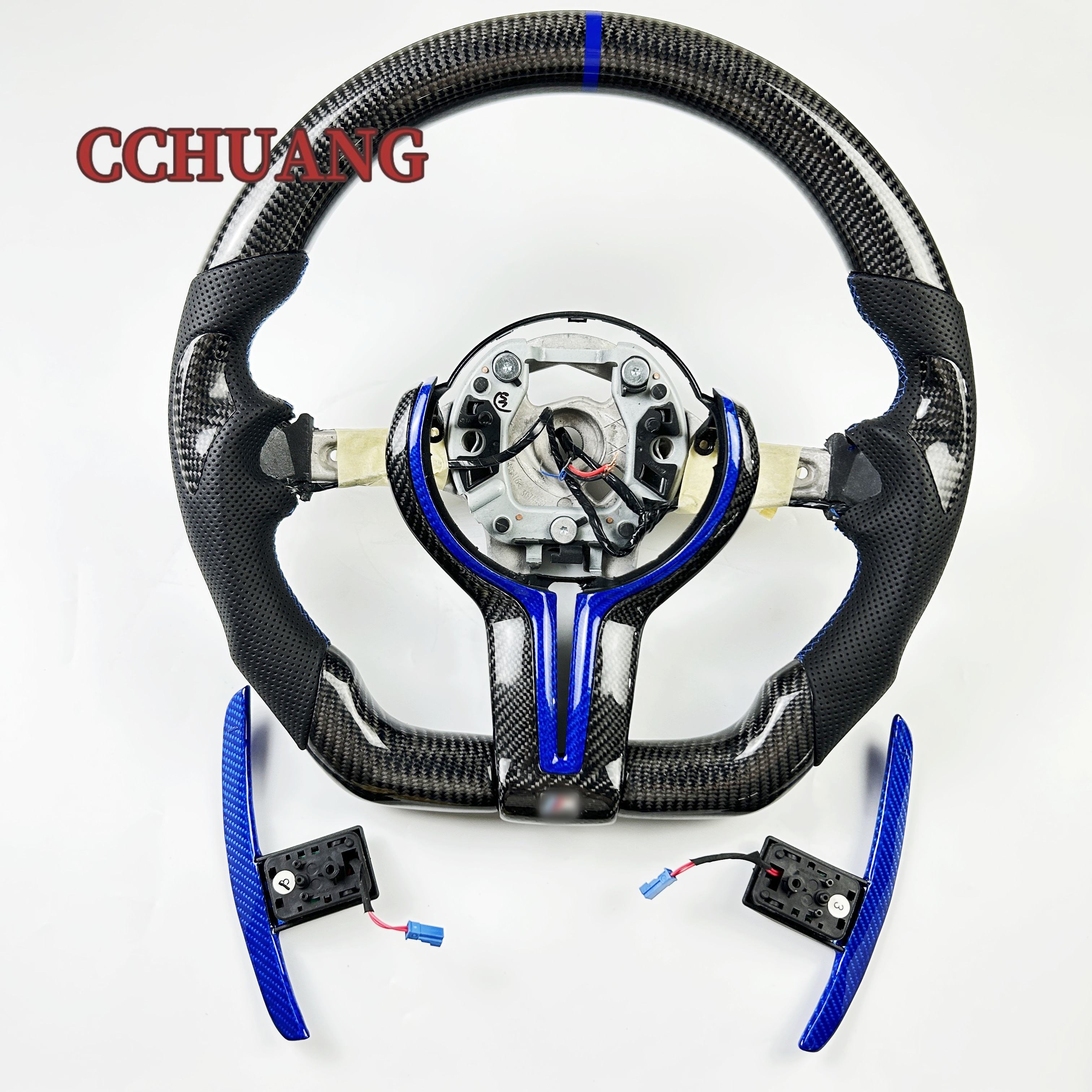 Volante de fibra de carbono + paletas de cambio