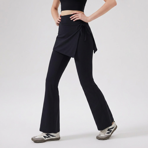 Pantalones de yoga acampanados 2 en 1 para mujer, con efecto levantacola, cintura alta, control de abdomen, tacto suave, para Pilates y fitness, venta al por mayor - Product Image 3
