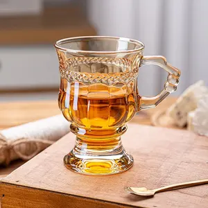 Cadeau personnalisé Mini verres à boire vintage français Tasse à café gobelet à main en relief en verre cristal coloré ambré