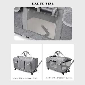 Có thể gập lại thân thiện với môi Oxford Chất liệu dây kéo đóng cửa công suất lớn thoáng khí thoải mái di động vật nuôi mèo tàu sân bay xe đẩy - Product Image 6