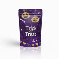 Sacs en plastique laminés en aluminium de forme personnalisée avec fermeture éclair Mylar Sacs à bonbons d'Halloween Sacs d'emballage alimentaire personnalisés debout