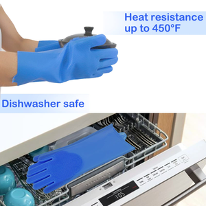 Pet Beauty Gloves Luxury Style Anti-Scratch Silicone 5 Finger Design for <b>Bathing</b> and Massaging <b>Dogs</b> (Sky Blue) Charge - Product Image 4