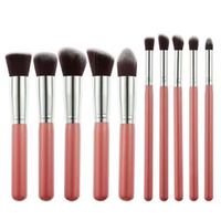 Marque privée Designer pinceau de maquillage ensemble 10 pièces Nylon ventilateur brosses pour visage lèvres fond de teint naturel Eyeliner blaireau