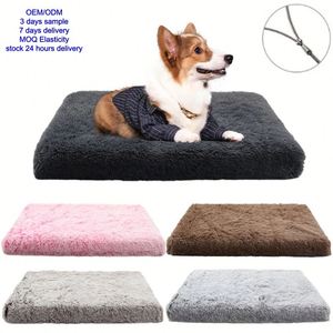 Pet Cushion Plush Rectangle Luxury Modern Soft Dog Cat Beds Sofa <b>Mats</b> Anti-Slip Washable Eco-Friendly Removable Cover Animal - Product Image 1