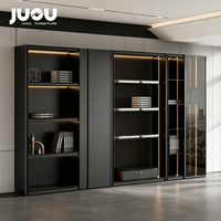 Meuble de rangement de bureau moderne haut de gamme en panneaux de particules haute densité de qualité E0, avec porte vitrée, pratique et luxueux