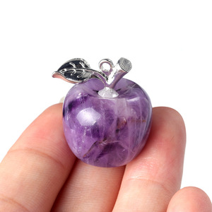 Collar con Colgante de Manzana de Cristal Natural, Regalo de Navidad para Mujer, Pequeño Amuleto de Manzana de <span class=keywords><strong>Jade</strong></span>, Joyería Curativa - Product Image 2