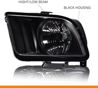 Phare compatible avec Ford Mustang 2005-2009, halogène, côté conducteur gauche, lentille transparente, boîtier transparent, réflecteur transparent, phares de pare-chocs