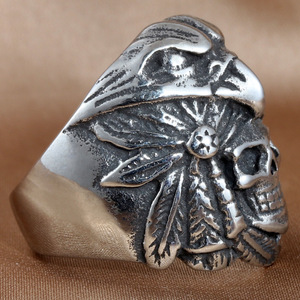 Skull Ring <b>Titanium</b> Steel Silver Men's Punk Eagle Design Casual Jewelry 213046 - Product Image 3