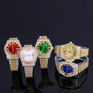 2025 nouveau Hip Hop bijoux glacé strass montres à Quartz en acier inoxydable montres romaines en or 18 carats diamant lunette <span class=keywords><strong>Elite</strong></span> montre - Product Image 3