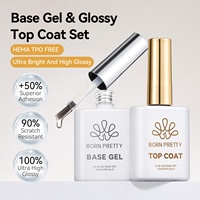 BORN PRETTY Kit de vernis à ongles gel UV sans acide, base et top coat brillant, super brillant, anti-rayures, sans résidu, top coat gel diamant
