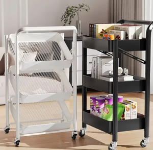 ポータブル金属トロリー家庭用床置きスナックオーガナイザーベッドルーム用ホイール付き子供部屋本棚 - Product Image 5