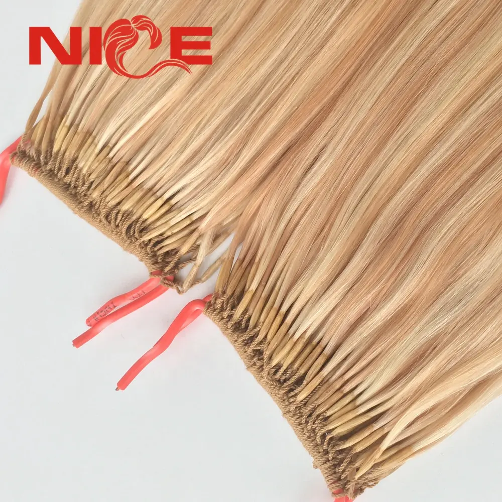 Wholesale Keratin Hair Korea Tip Knotted Drawn Human Hair Extension Real Cotton Twins Thread Hair Top Piece Factory