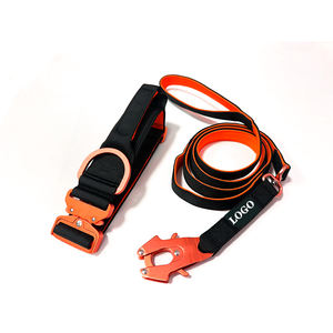 नया डिजाइन समायोज्य आराम नायलॉन नियोप्रोन पंड नारंगी एल्यूमीनियम बकल सामरिक कुत्ते कॉलर और पट्टा सेट - Product Image 1