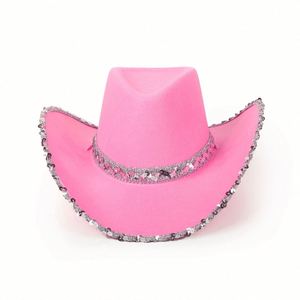 Sombrero de Vaquero Occidental para Novia, Festival de Carnaval de Halloween, Sombrero de Fiesta Vaquero Unisex con Bordado de Lentejuelas, Casual, para Viajes, 4 Estaciones - Product Image 2