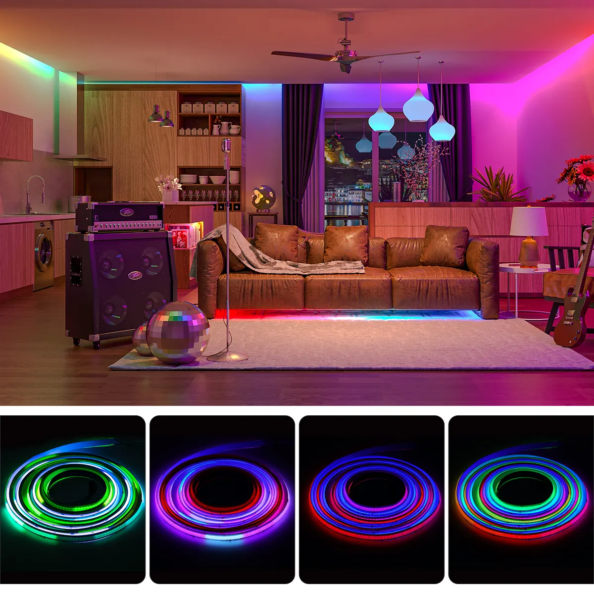 Rüya renk FCOB SPI RGB IC LED ışık şerit RA90 yüksek yoğunluklu 720 LEDs esnek COB WS2811 adresli dijital Led piksel şerit