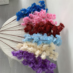B-126 matrimonio fiore artificiale ciliegio finto fiore nuovo stile <span class=keywords><strong>Sakura</strong></span> 3 rami gambo singolo fiore di ciliegio 3 strati rosa scuro - Product Image 2